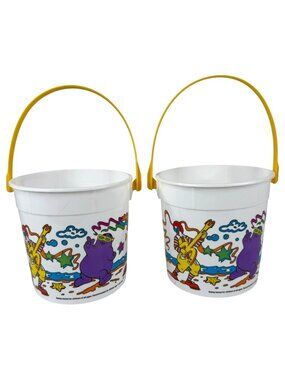 1992 McDonalds Happy Meal Sand Bucket Set 2 Pail Ronald Birdie Beach Rock N Roll
